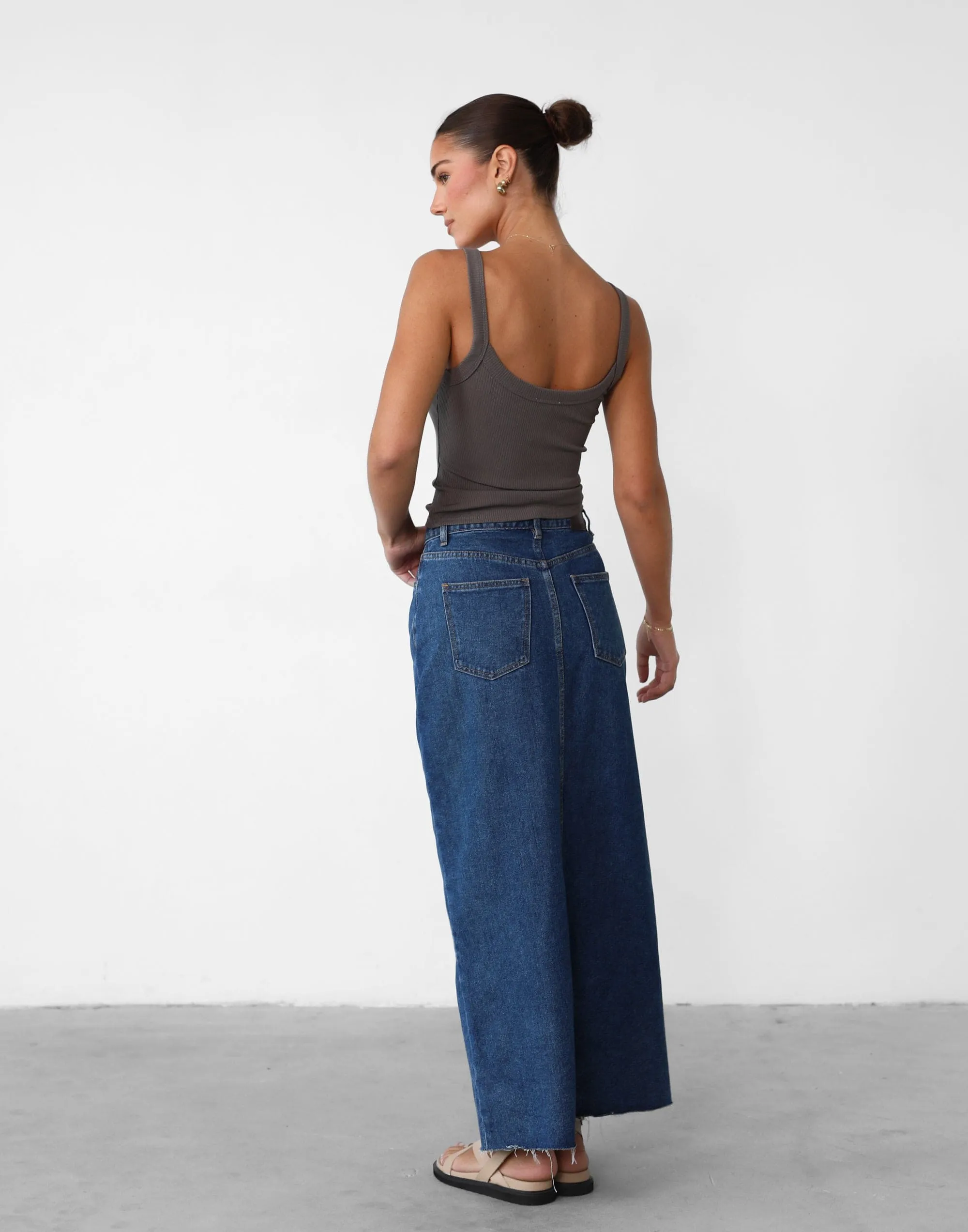 Drew Denim Midi Skirt (Dark Denim) sold by Charcoal Clothing product image thumbnail 3