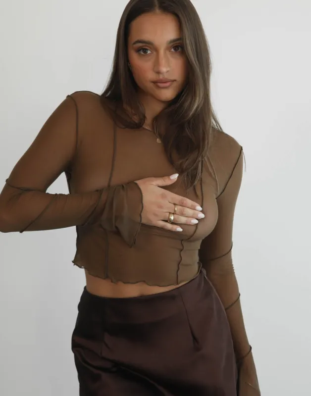 Clerissa Long Sleeve Top (Brown) sold by Charcoal Clothing