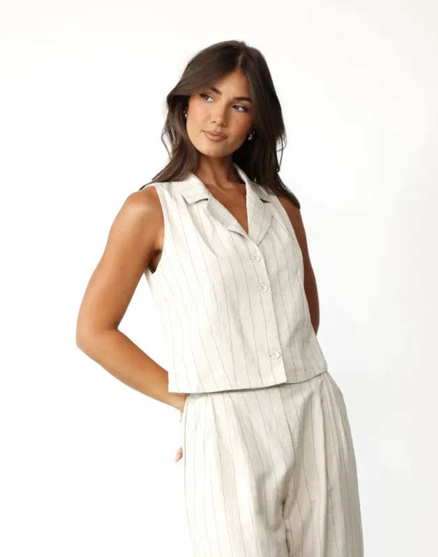 Nicolah Top (Oatmeal Stripe) sold by Charcoal Clothing