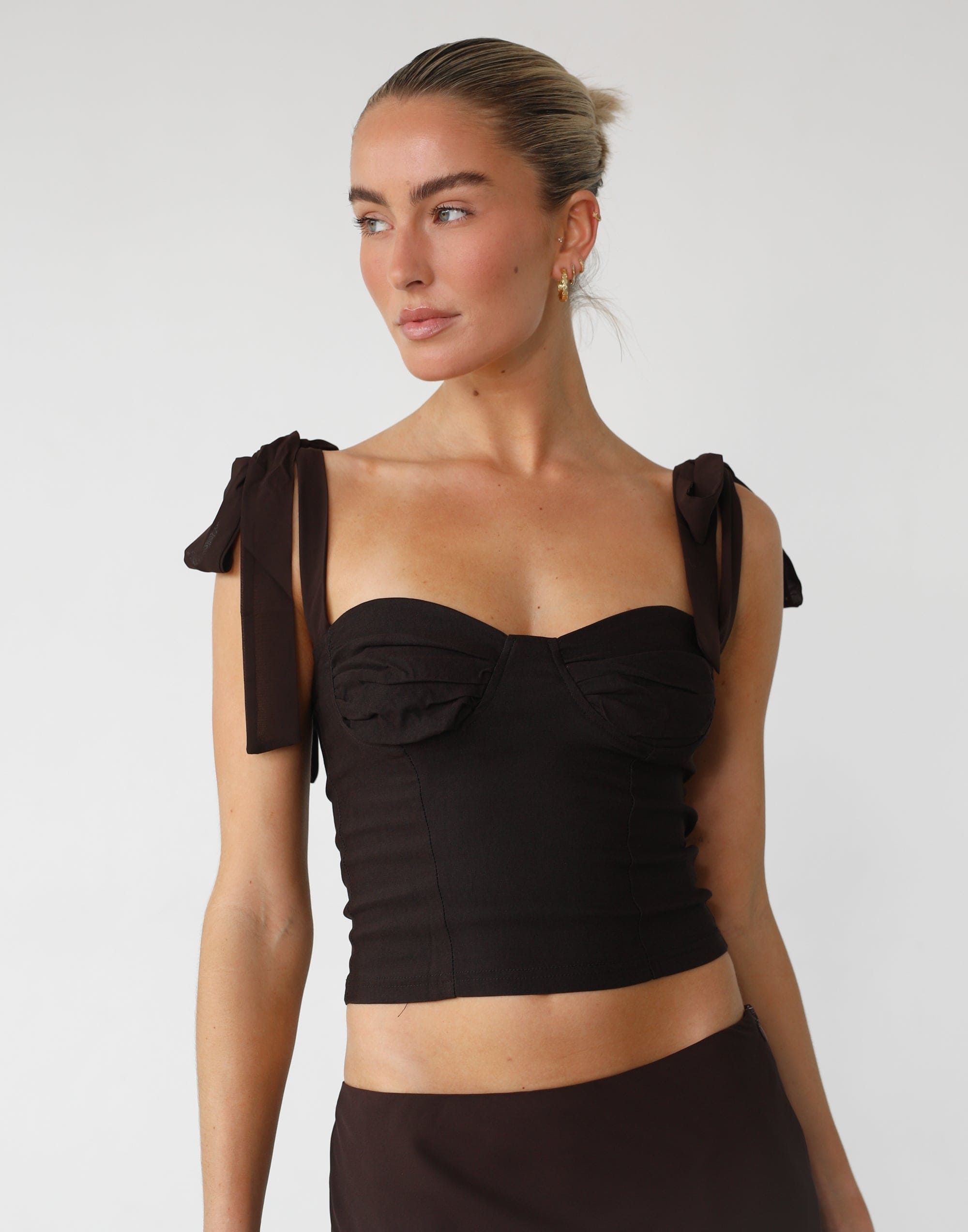 Lorene Crop Top (Cocoa) sold by Charcoal Clothing