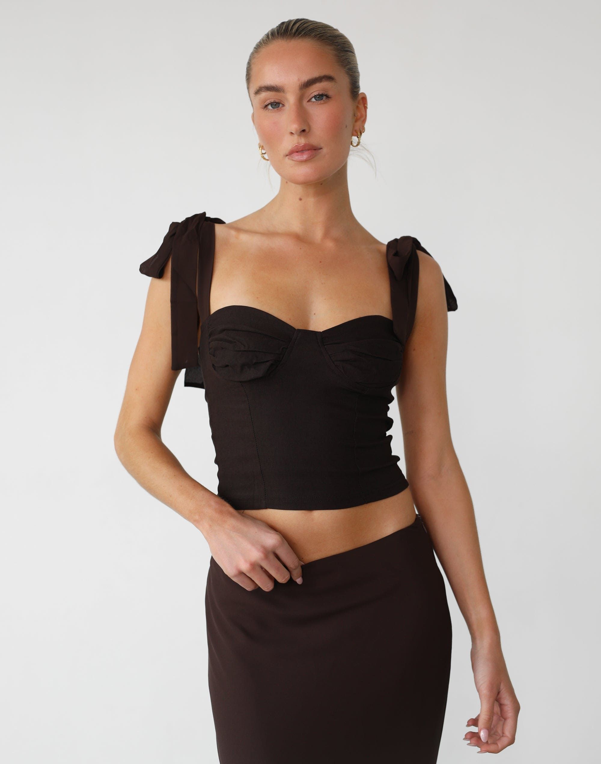 Lorene Crop Top (Cocoa) sold by Charcoal Clothing product image thumbnail 4