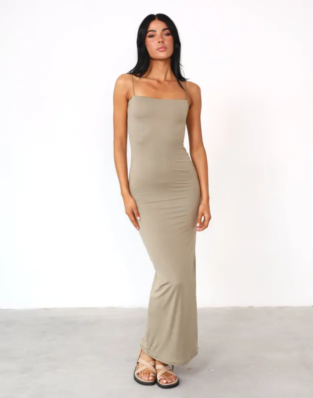 Tammy Maxi Dress (Light Khaki) sold by Charcoal Clothing