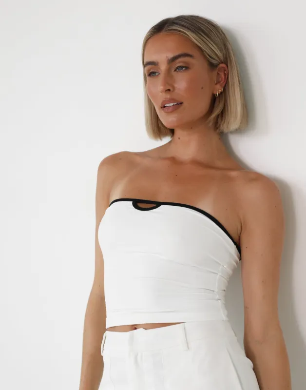 Teya Bandeau Top (White/Black) sold by Charcoal Clothing