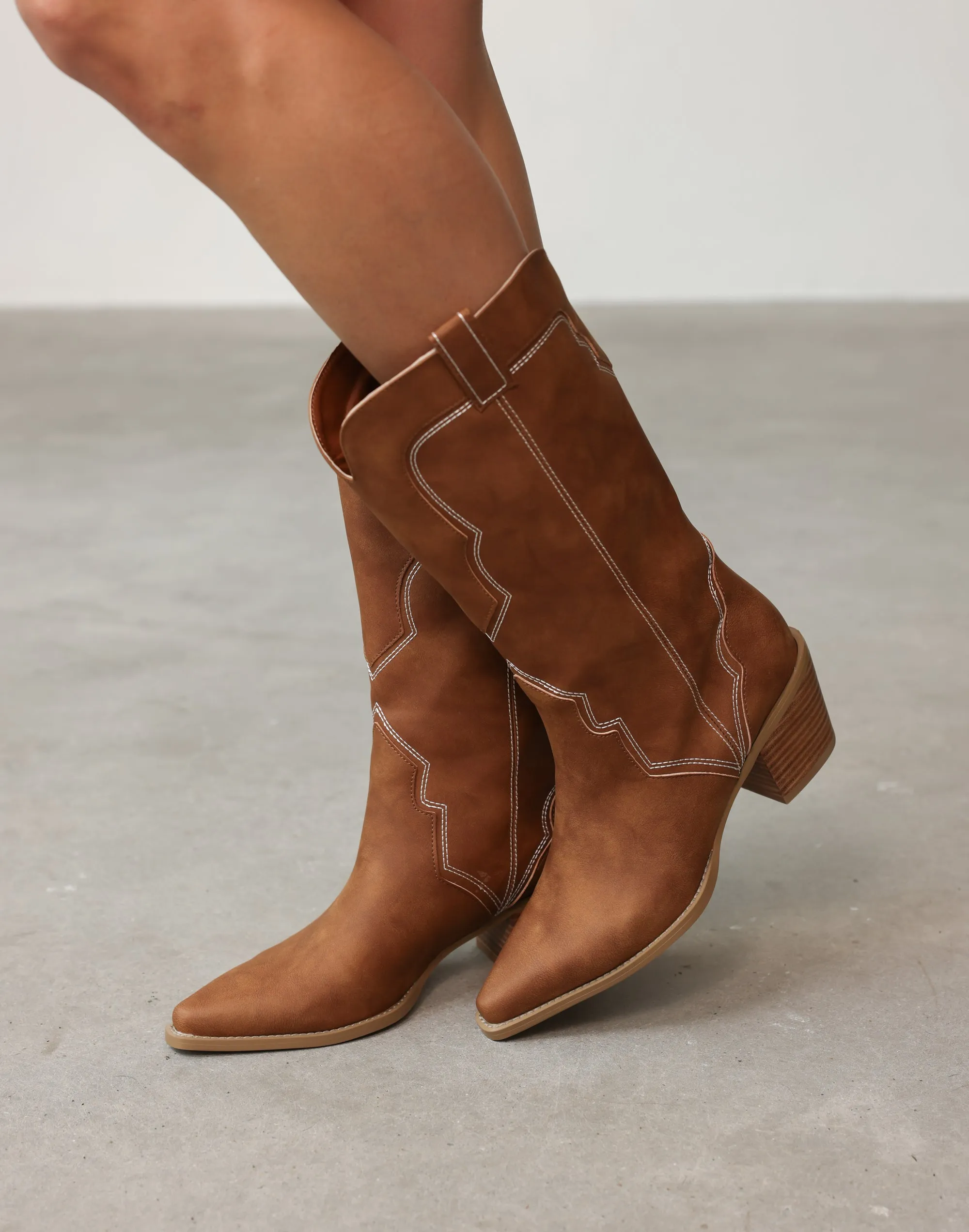 Dariel Cowboy Boots (Hazel Nubuck) - By Billini sold by Charcoal Clothing product image thumbnail 4