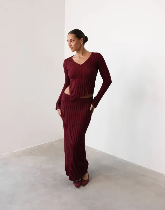 Andrea Maxi Skirt (Cranberry) sold by Charcoal Clothing