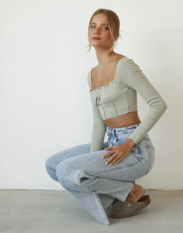 Talena Long Sleeve Top (Green) sold by Charcoal Clothing