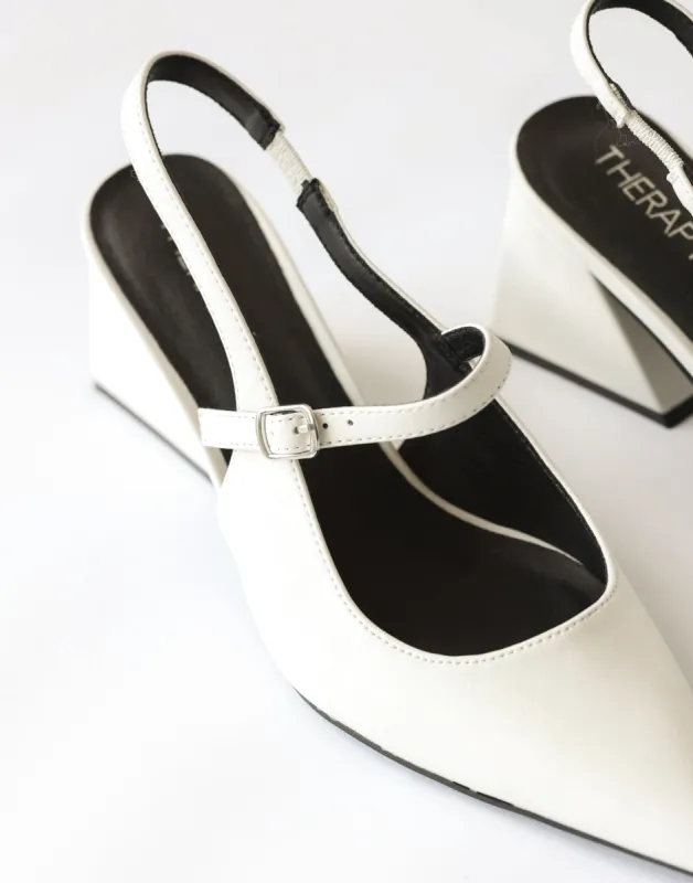 Sharp Heels (White Smooth PU) - By Therapy sold by Charcoal Clothing