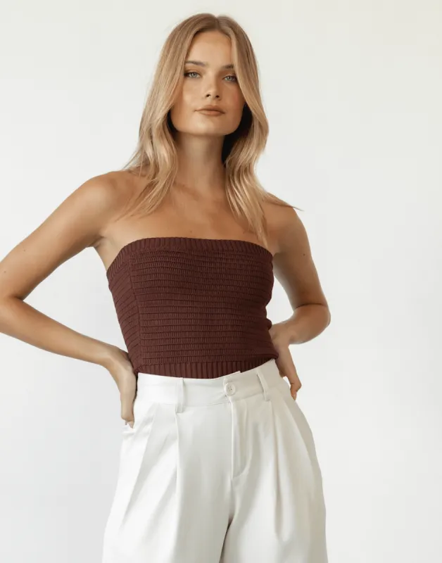 Lytton Strapless Crop Top (Brown) sold by Charcoal Clothing