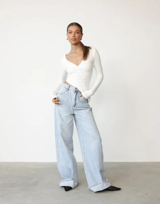 Viola Long Sleeve Top (White) sold by Charcoal Clothing