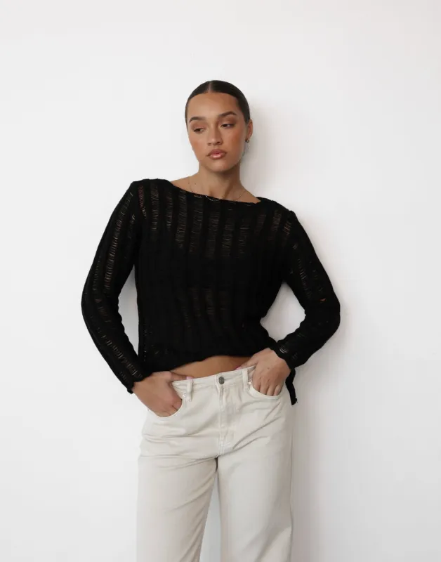 Marlene Long Sleeve Top (Black) sold by Charcoal Clothing