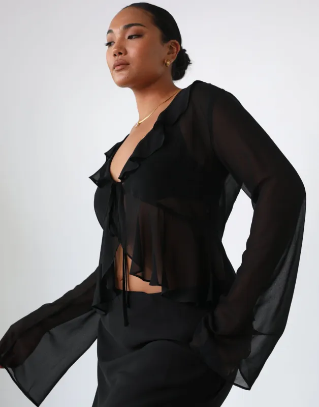 Leah Long Sleeve Top (Black) sold by Charcoal Clothing