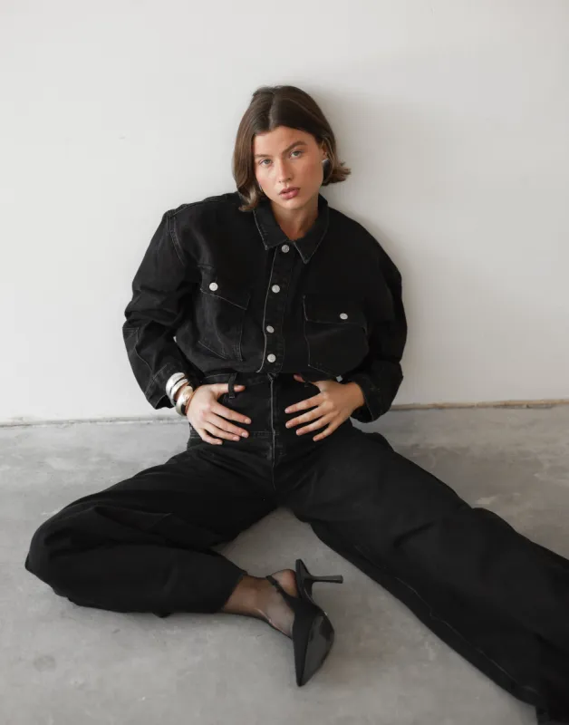 Adrian Denim Jacket (Black Wash) sold by Charcoal Clothing