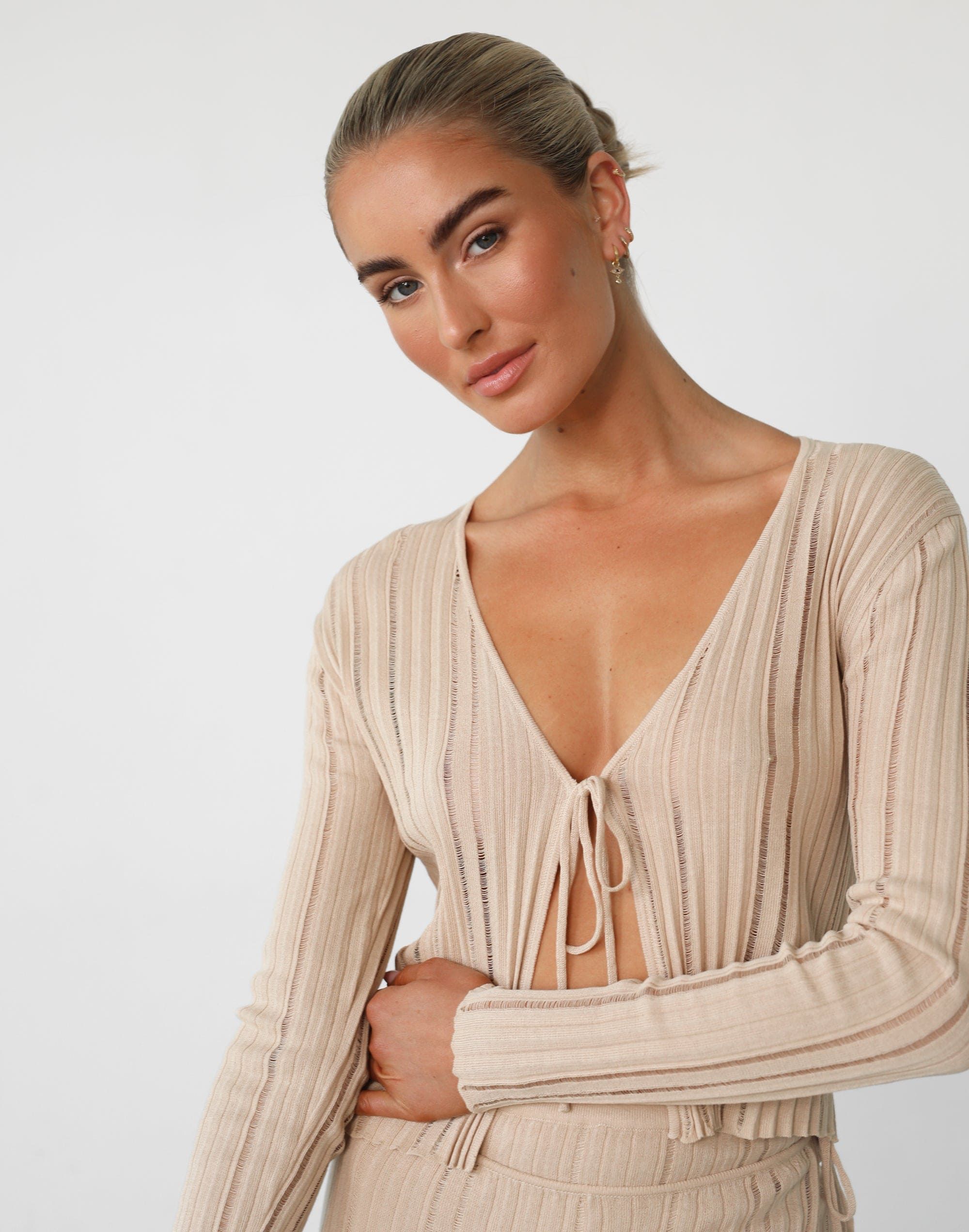 Krystelle Long Sleeve Top (Beige) sold by Charcoal Clothing