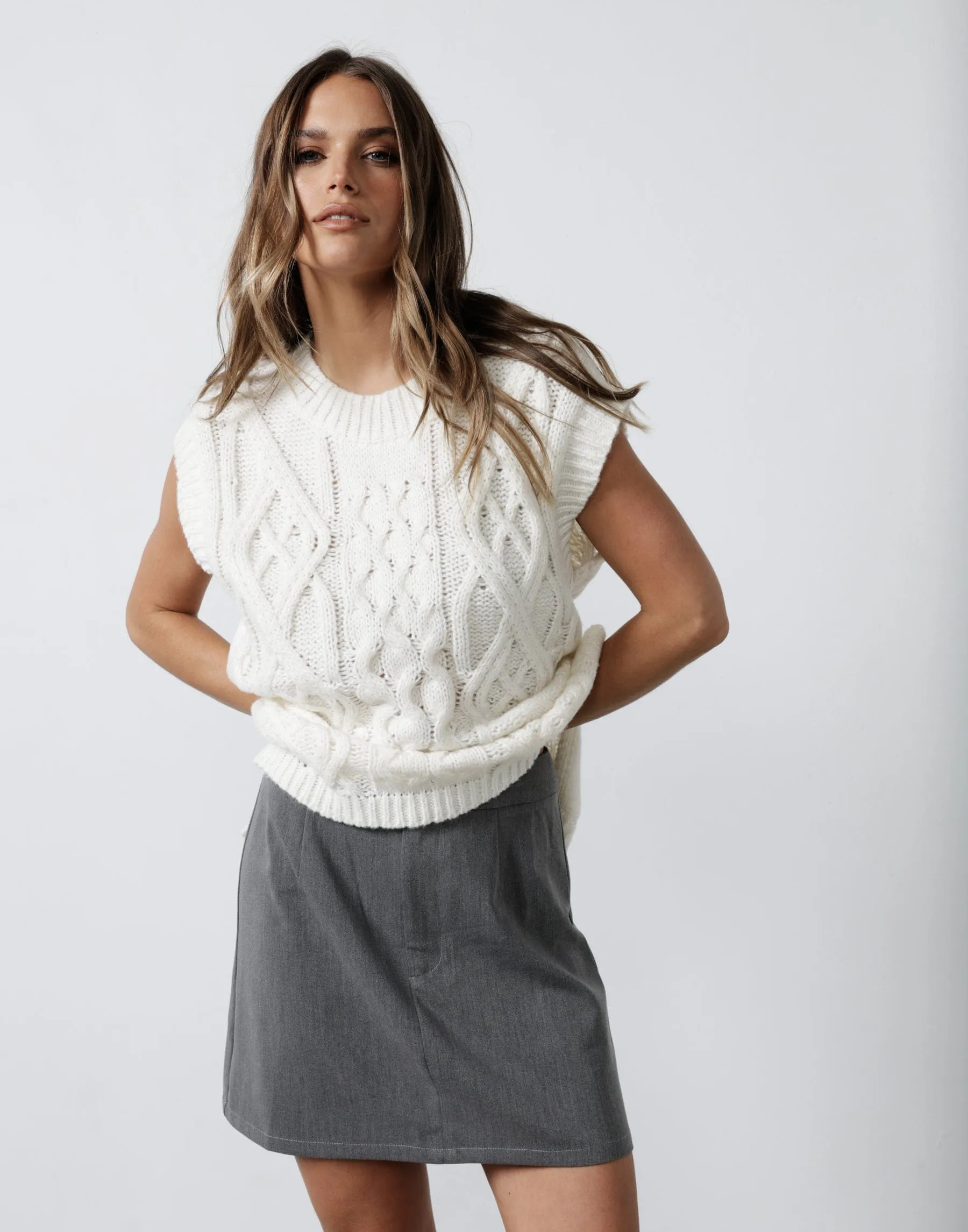 Eero Vest Top (Cream) sold by Charcoal Clothing