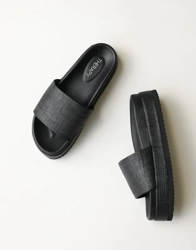 Mallorca Sandals (Black Raffia) - By Therapy sold by Charcoal Clothing