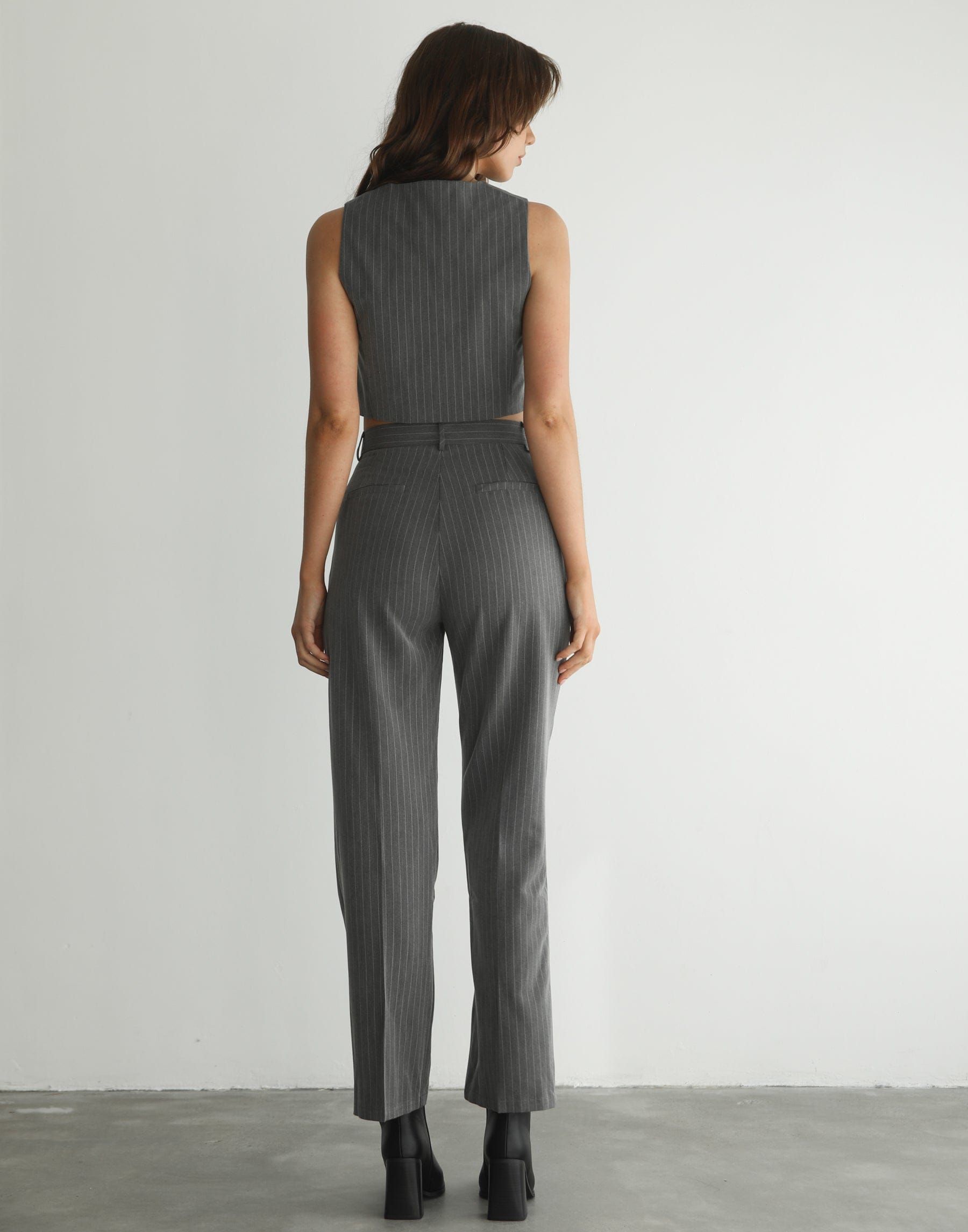 Rosa Vest (Grey Pinstripe) sold by Charcoal Clothing product image thumbnail 5