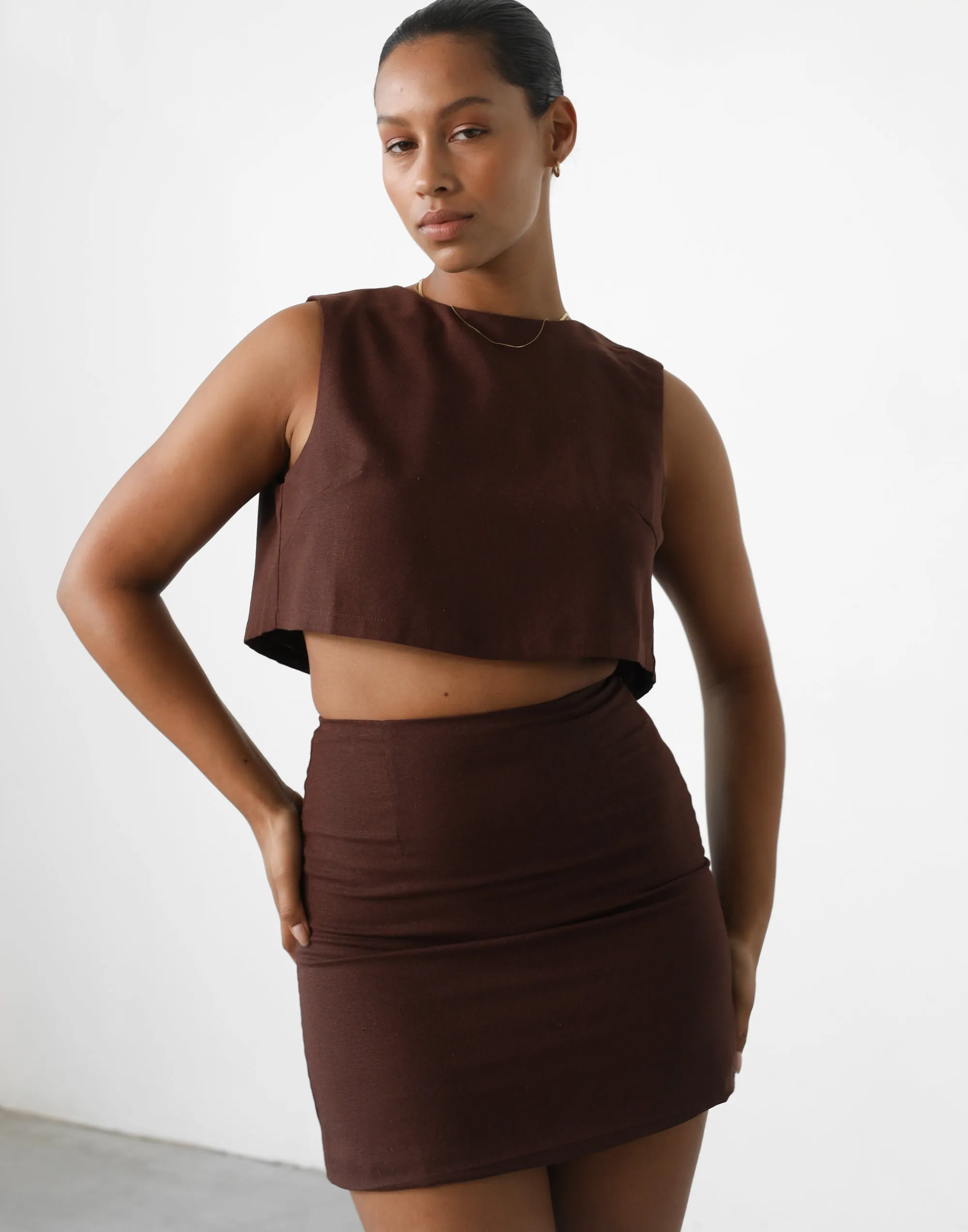 Como Linen Top (Cocoa) sold by Charcoal Clothing