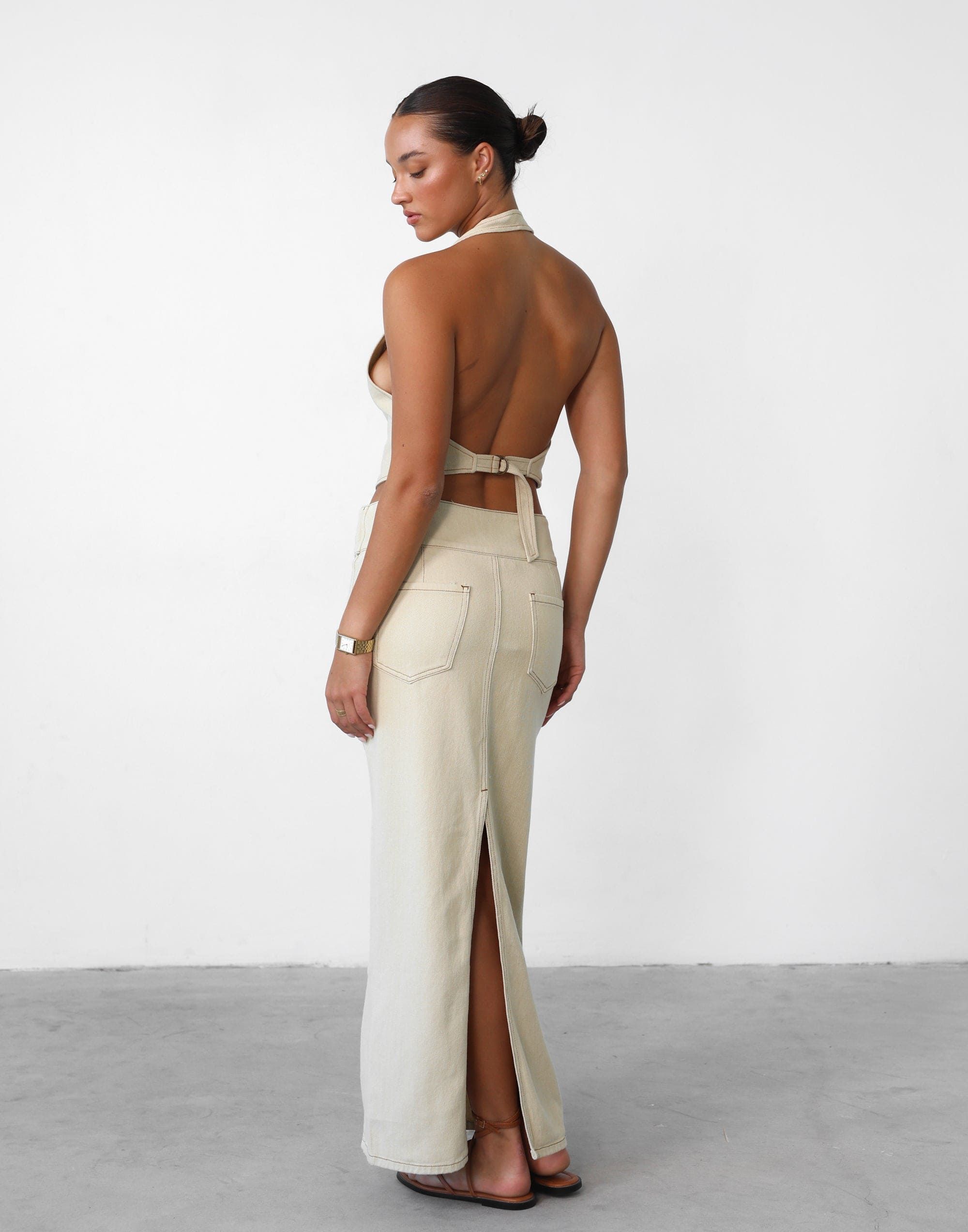 Uma Denim Midi Skirt (Ecru) - By Lioness sold by Charcoal Clothing product image thumbnail 2