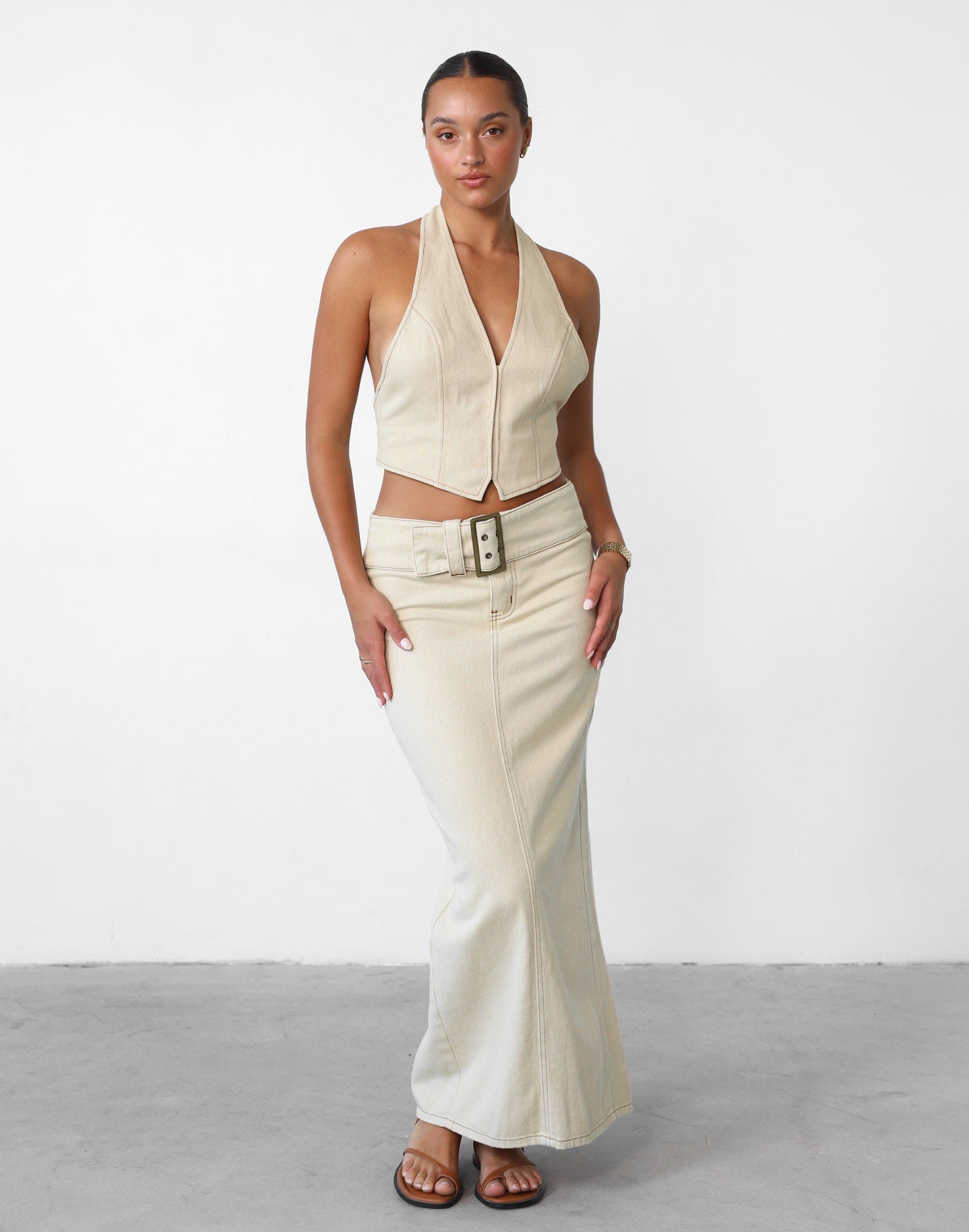 Uma Denim Midi Skirt (Ecru) - By Lioness sold by Charcoal Clothing product image thumbnail 3