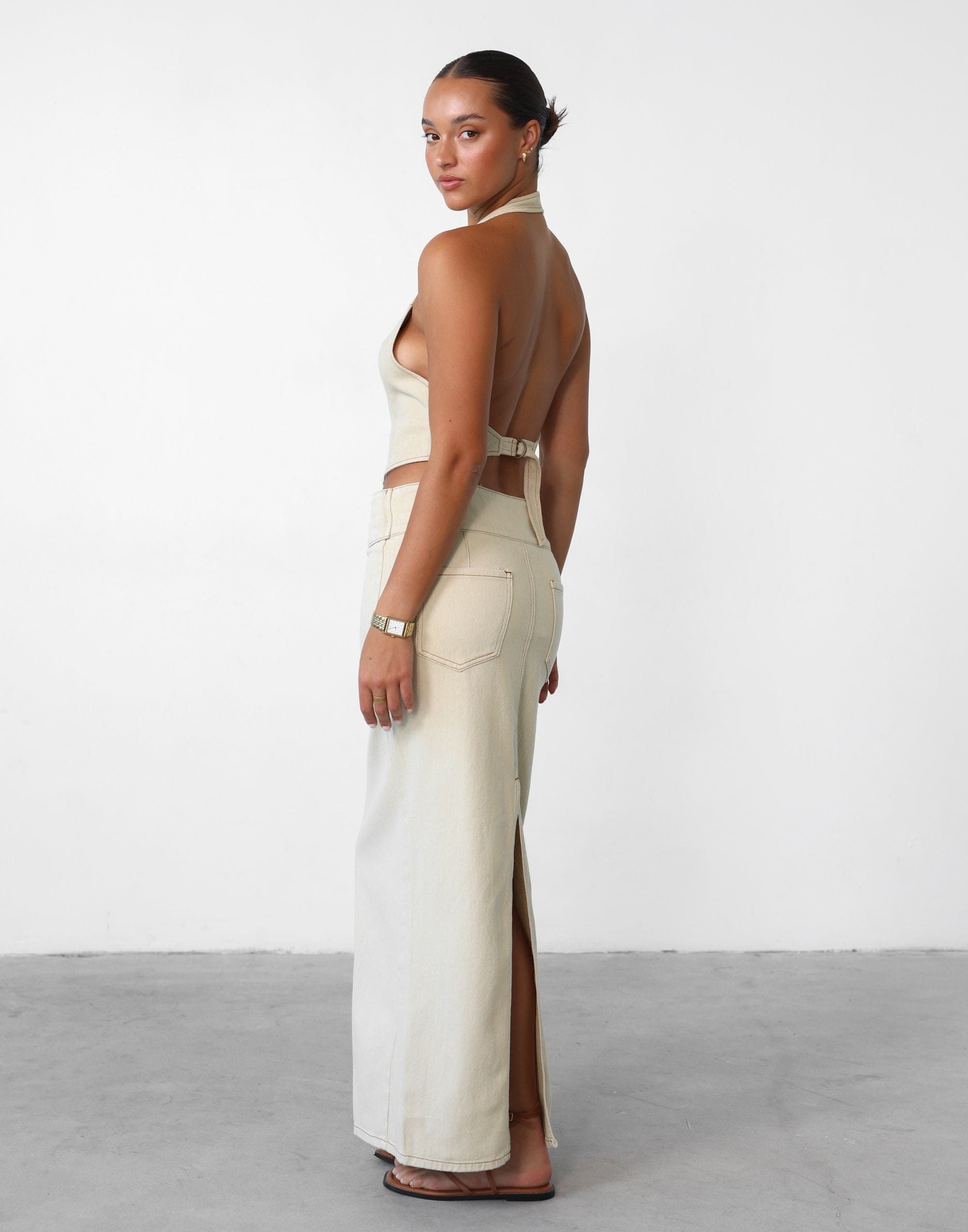 Uma Denim Midi Skirt (Ecru) - By Lioness sold by Charcoal Clothing product image thumbnail 4