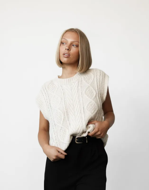 Shana Knit Vest (Beige) sold by Charcoal Clothing