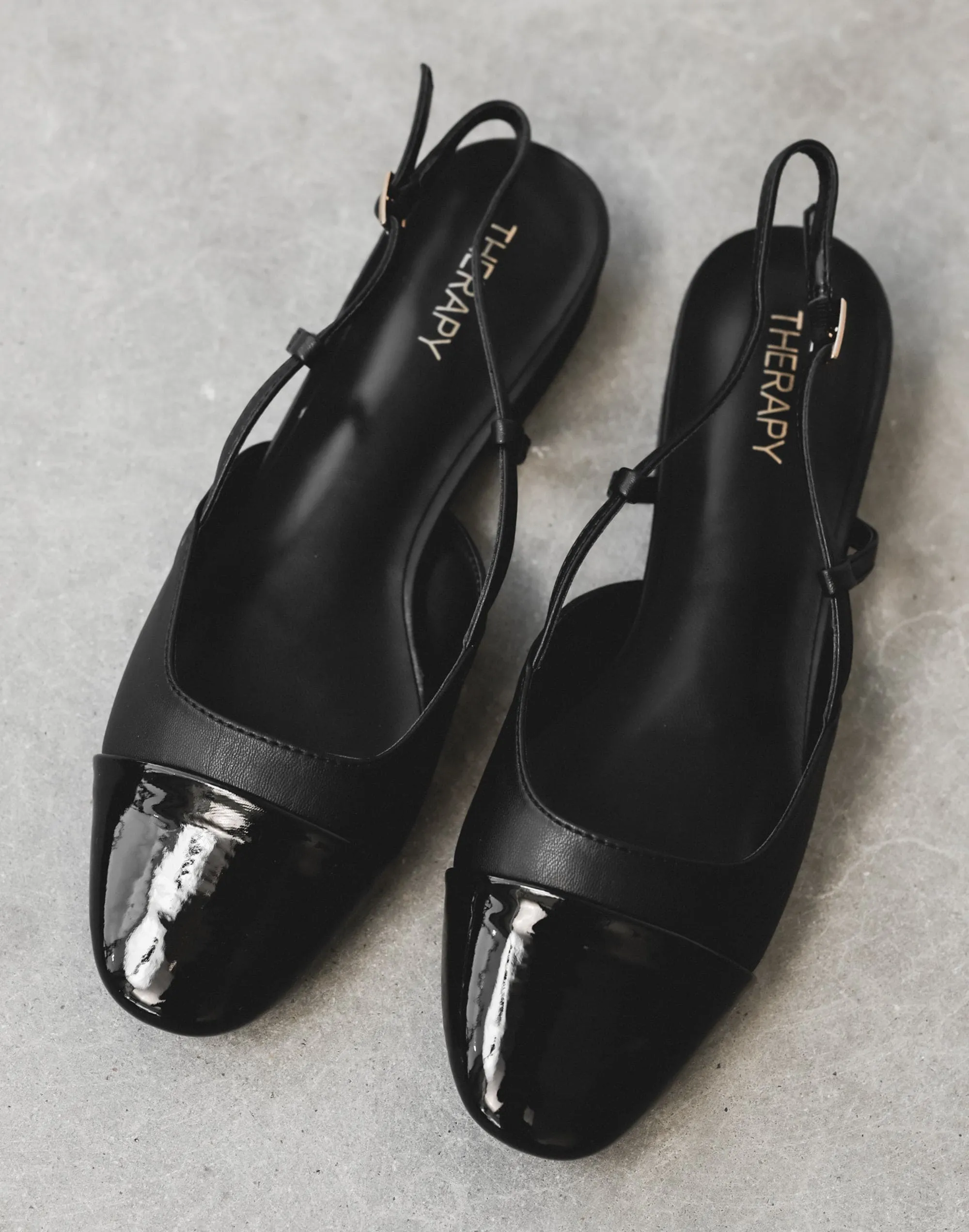 Selene Slingback Ballet (Black Smooth) - By Therapy sold by Charcoal Clothing