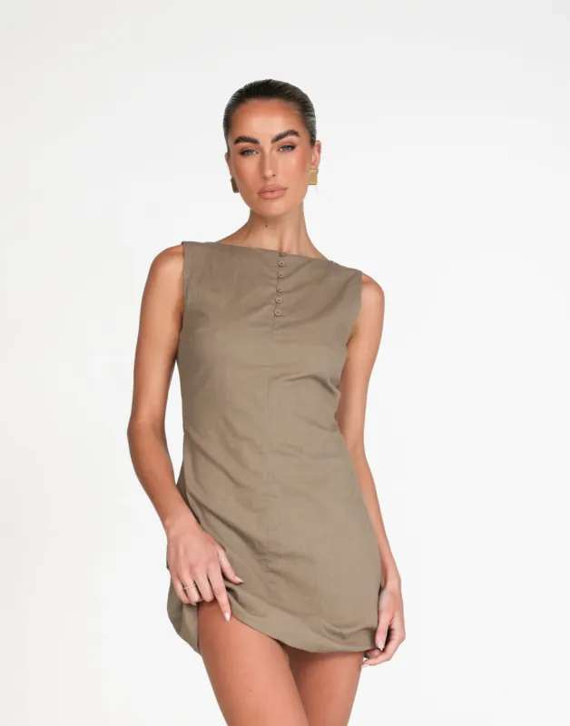 Basira Mini Dress (Mushroom) sold by Charcoal Clothing