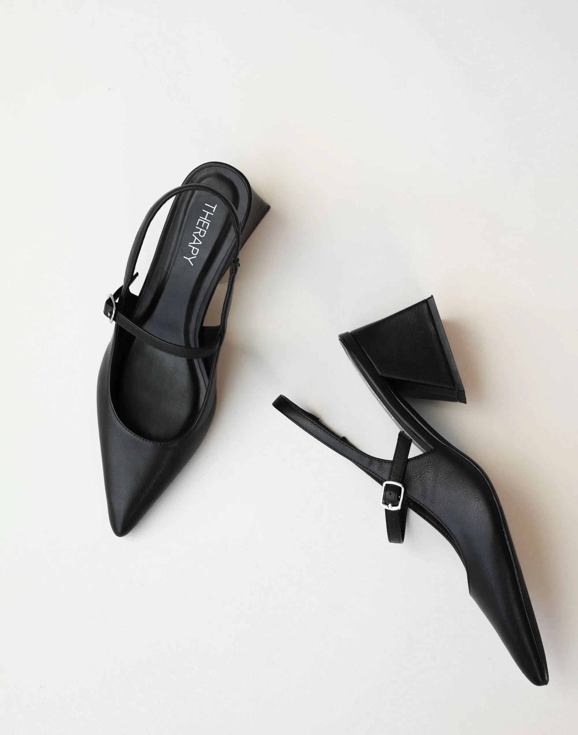 Sharp Heels (Black Smooth) - By Therapy sold by Charcoal Clothing