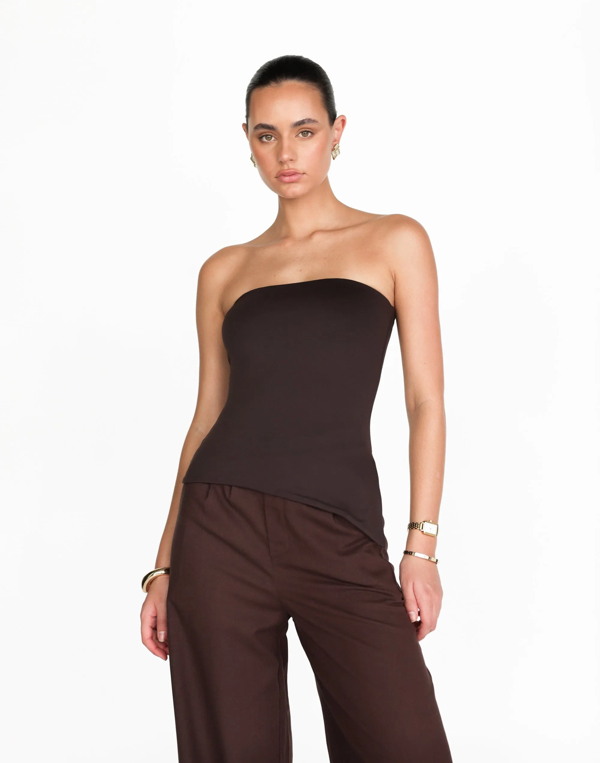 Monique Strapless Top (Chocolate) sold by Charcoal Clothing
