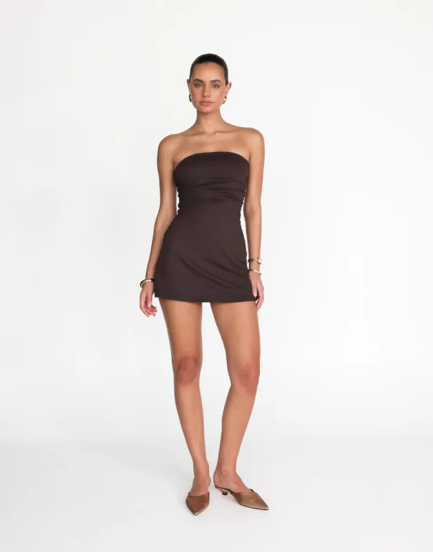 Sarie Mini Dress (Chocolate) sold by Charcoal Clothing