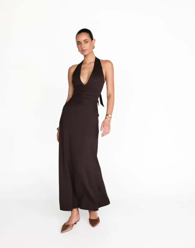 Araminta Maxi Dress (Chocolate) sold by Charcoal Clothing