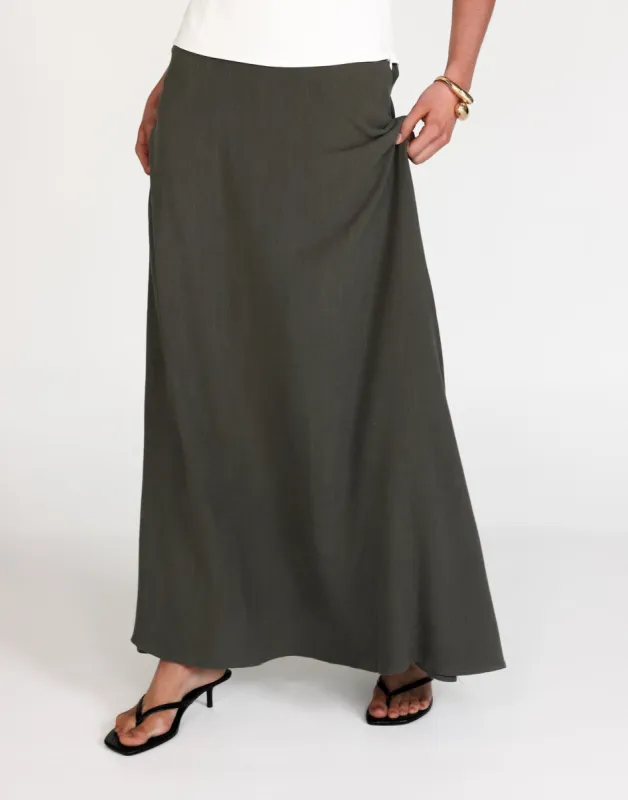 Miranda Maxi Skirt (Moss) sold by Charcoal Clothing