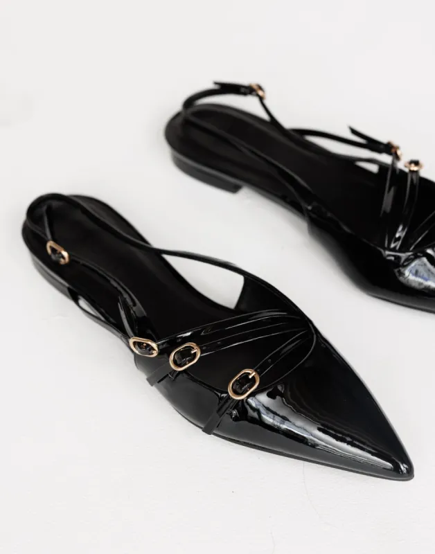 Hettie Flats (Black Patent) - By Billini sold by Charcoal Clothing