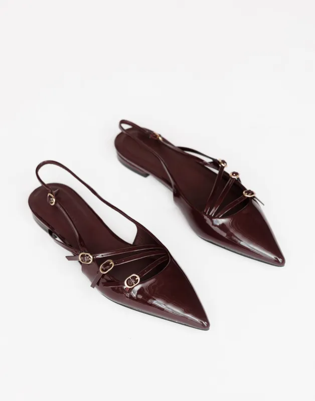 Hettie Flats (Wine Patent) - By Billini sold by Charcoal Clothing