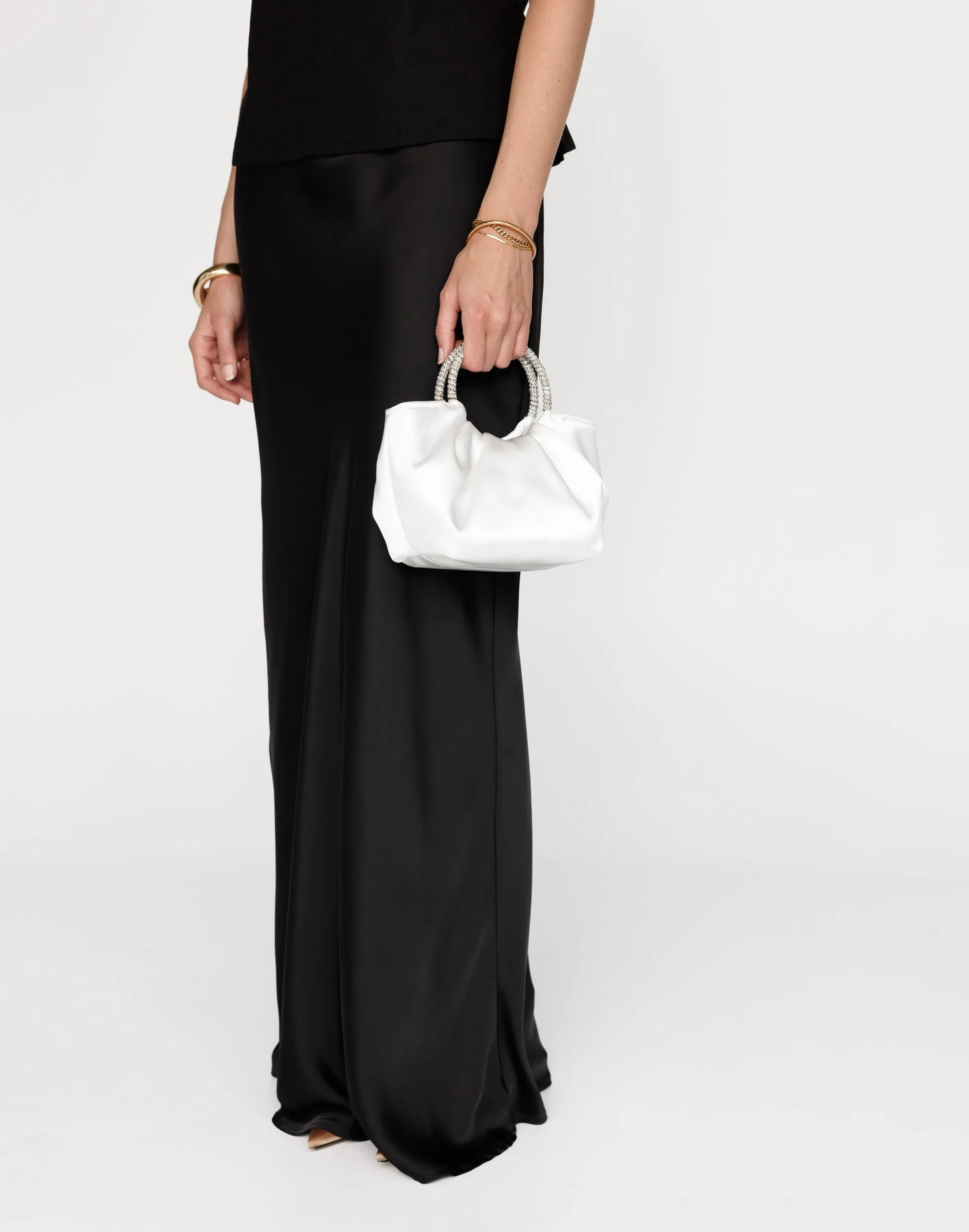 Aurelia Handle Bag (White Satin-Silver Diamante) - By Billini sold by Charcoal Clothing product image thumbnail 4