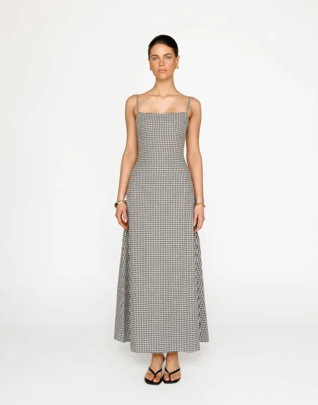 Mckenna Maxi Dress (Black Gingham) sold by Charcoal Clothing