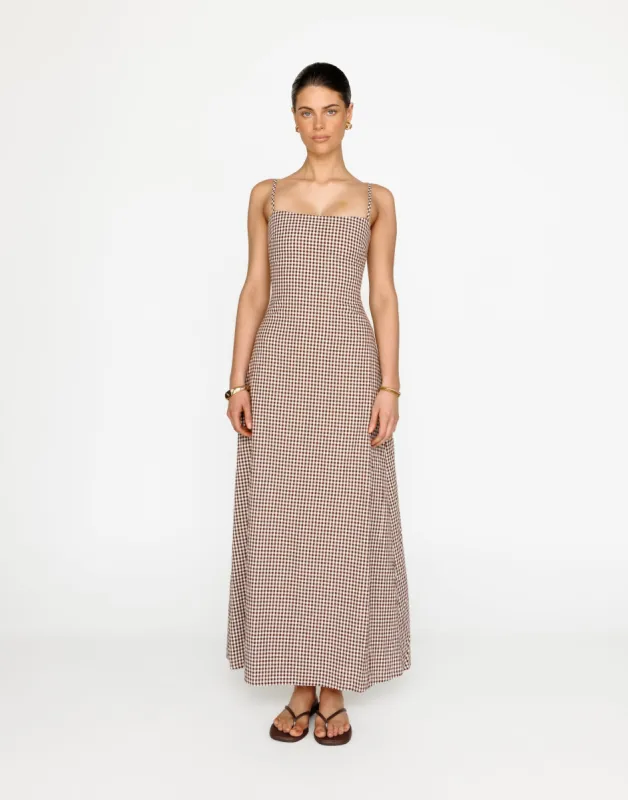 Mckenna Maxi Dress (Choc Gingham) sold by Charcoal Clothing