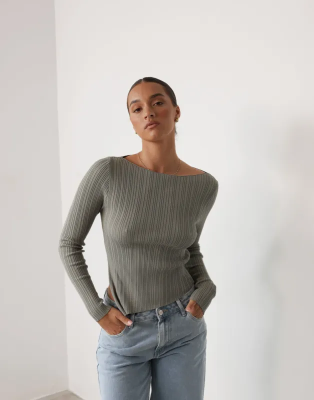 Kienna Long Sleeve Top (Willow) sold by Charcoal Clothing