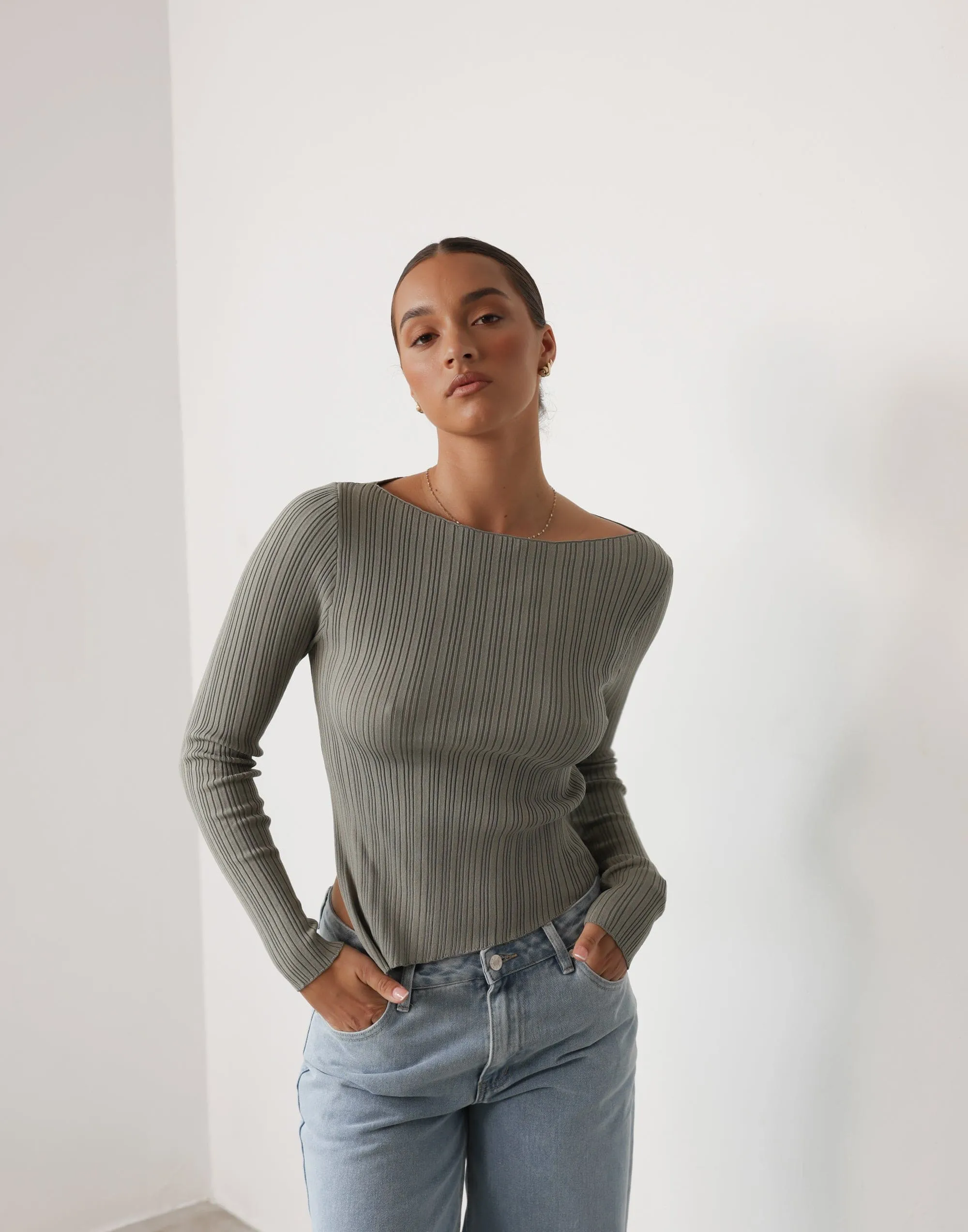 Kienna Long Sleeve Top (Willow) sold by Charcoal Clothing
