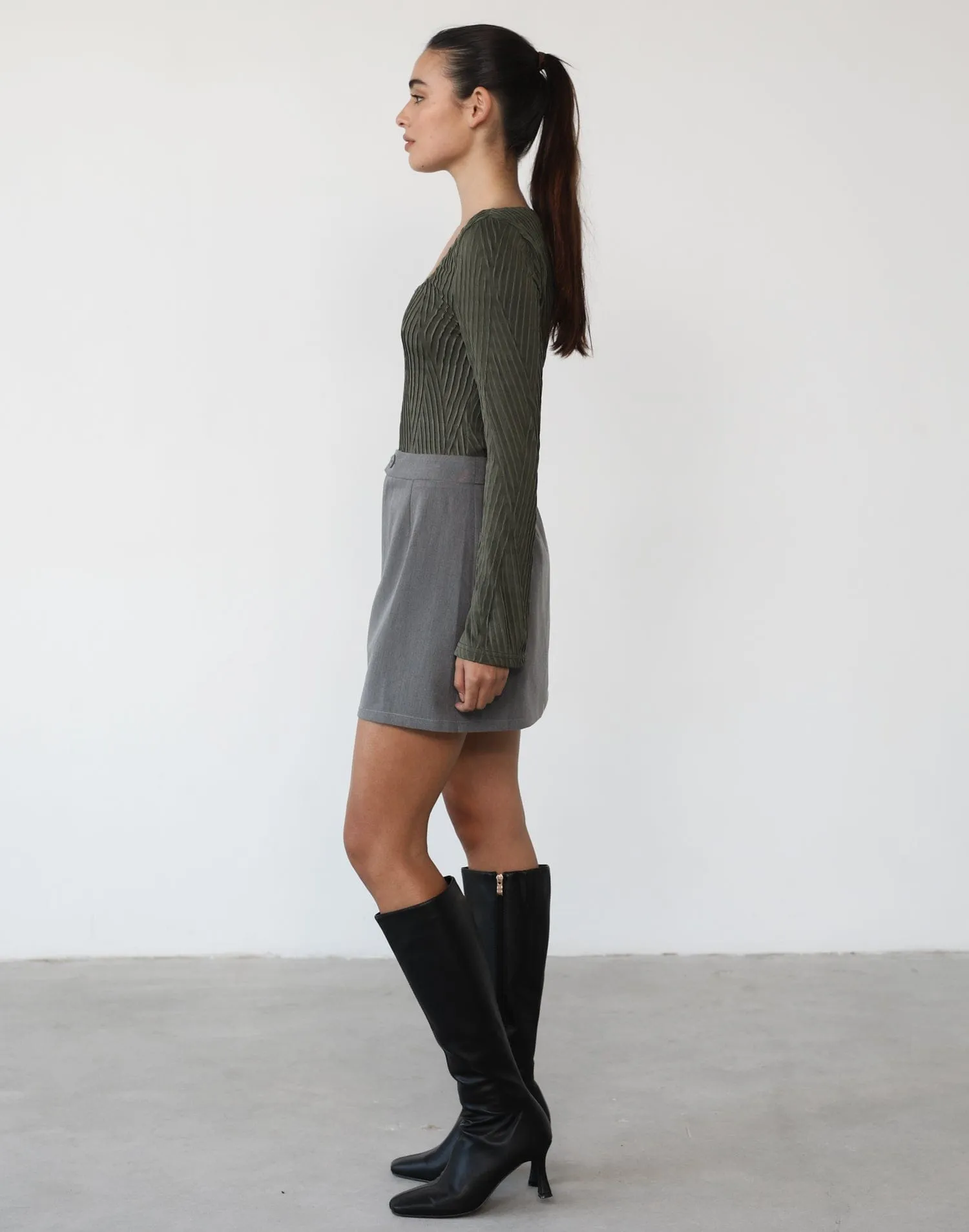 Khloe Long Sleeve Bodysuit (Green) sold by Charcoal Clothing product image thumbnail 3