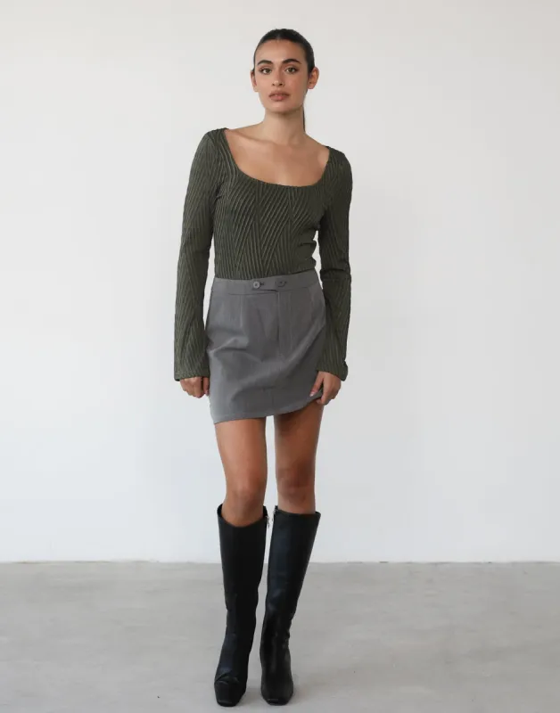 Khloe Long Sleeve Bodysuit (Green) sold by Charcoal Clothing