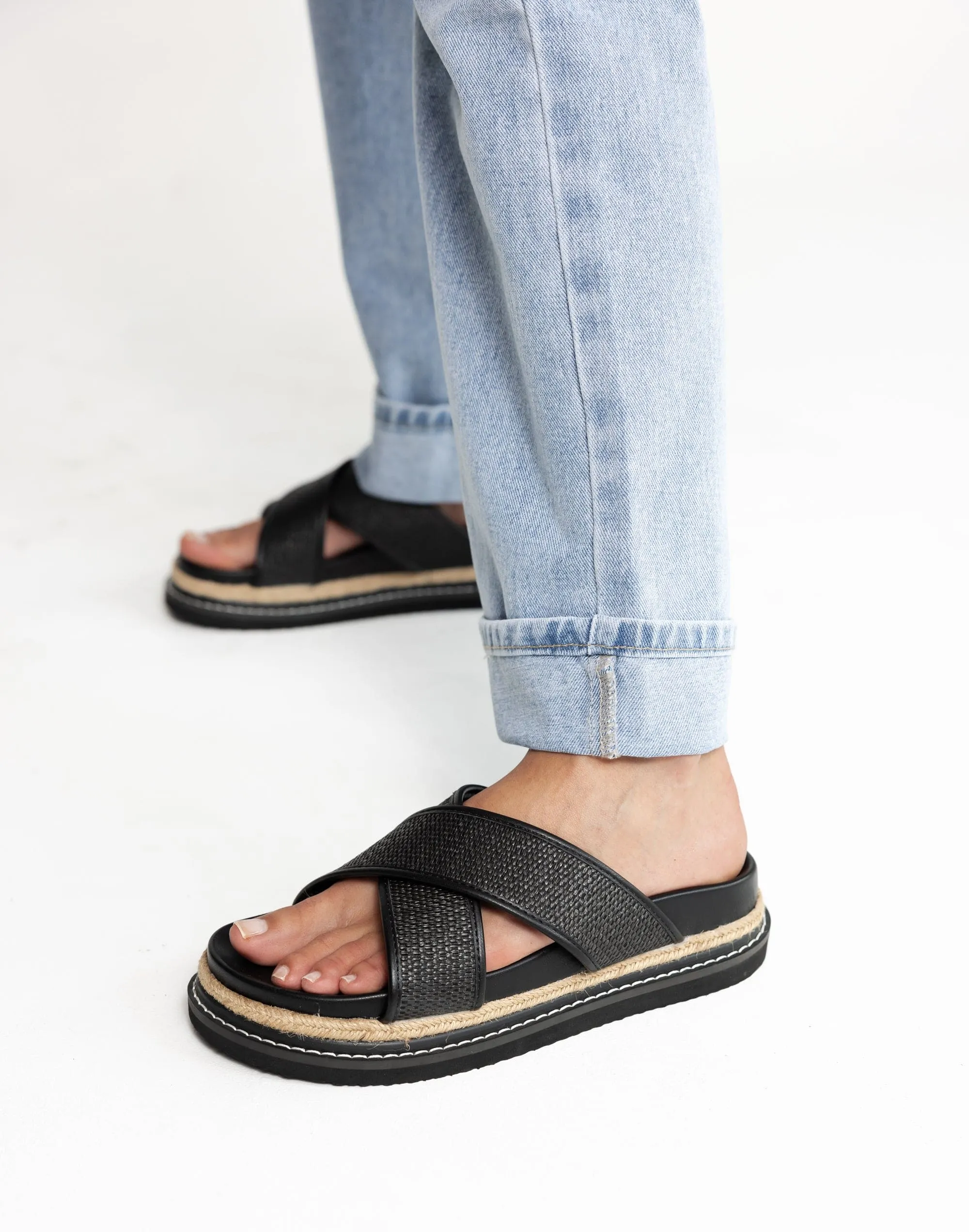 Aysha Slides (Black Raffia) - By Billini sold by Charcoal Clothing product image thumbnail 3