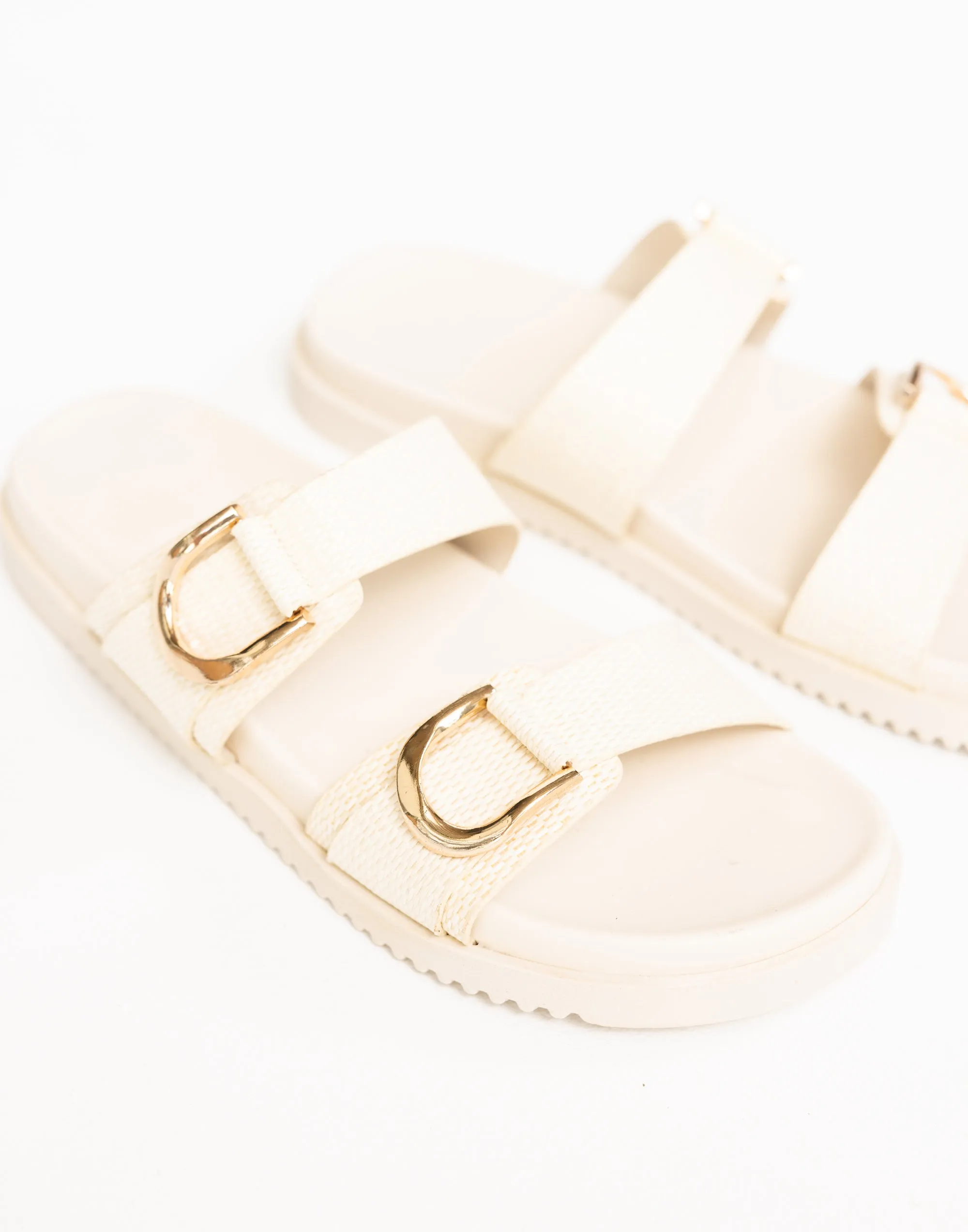 Areli Slides (Cream Raffia) - By Billini sold by Charcoal Clothing