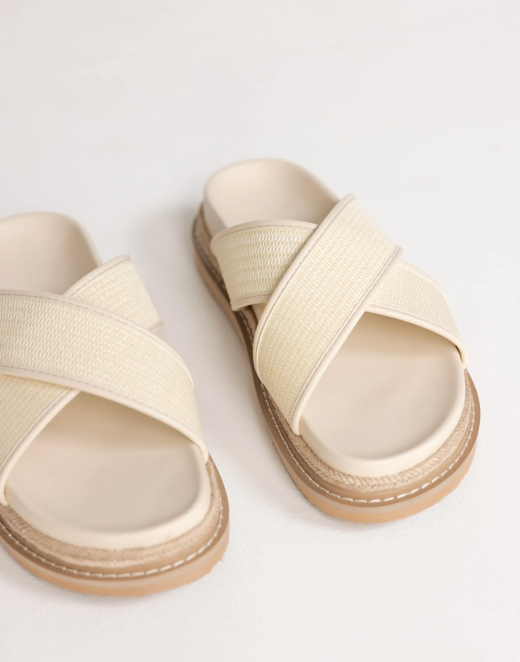 Aysha Slides (Cream Raffia) - By Billini sold by Charcoal Clothing