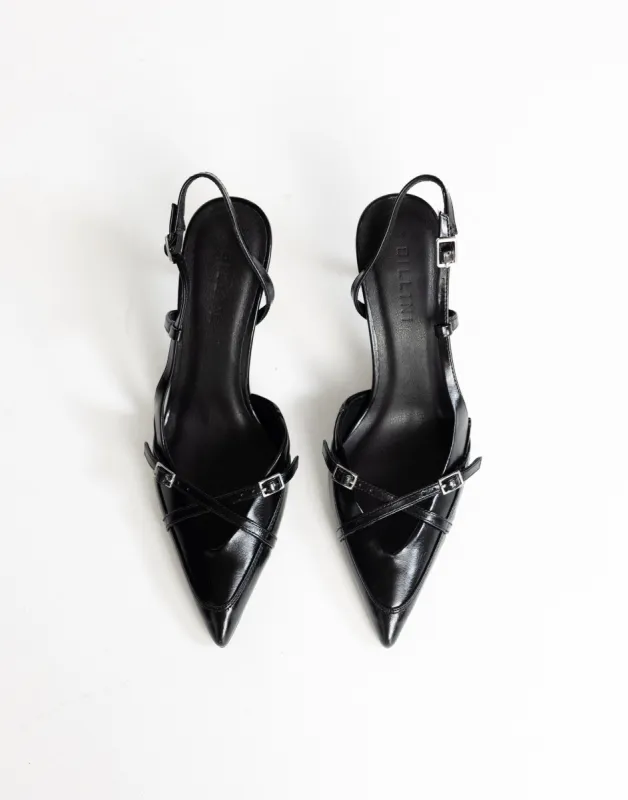Huxly Heels (Black Shine) - By Billini sold by Charcoal Clothing
