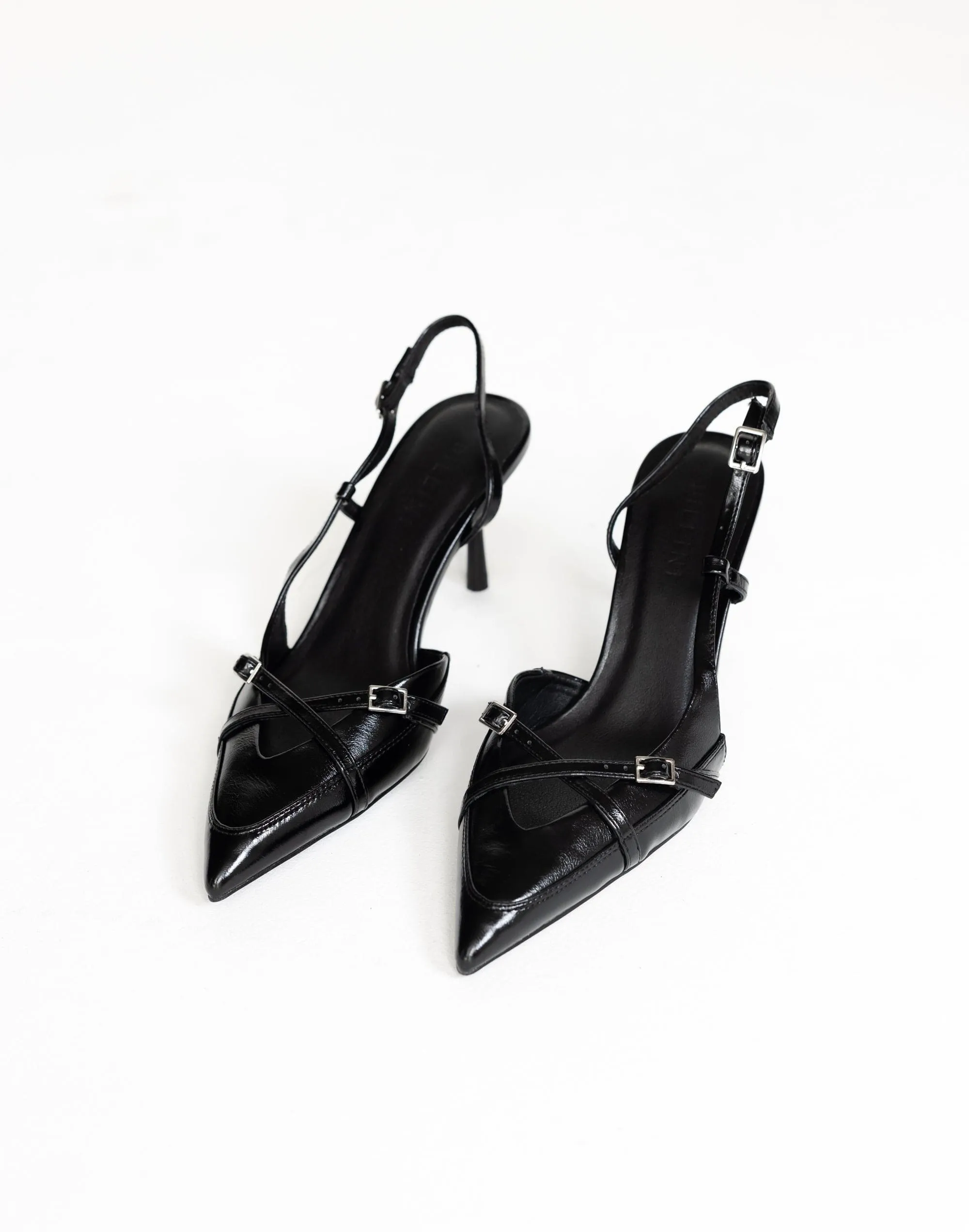 Huxly Heels (Black Shine) - By Billini sold by Charcoal Clothing product image thumbnail 4