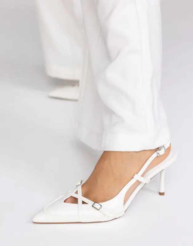Huxly Heels (White Shine) - By Billini sold by Charcoal Clothing