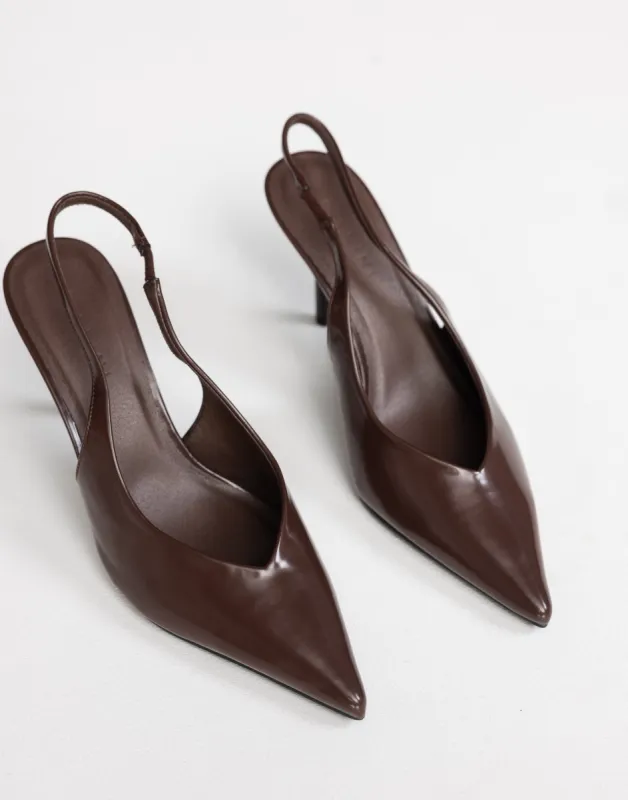 Kendra Heels (Choc Shine) - By Billini sold by Charcoal Clothing