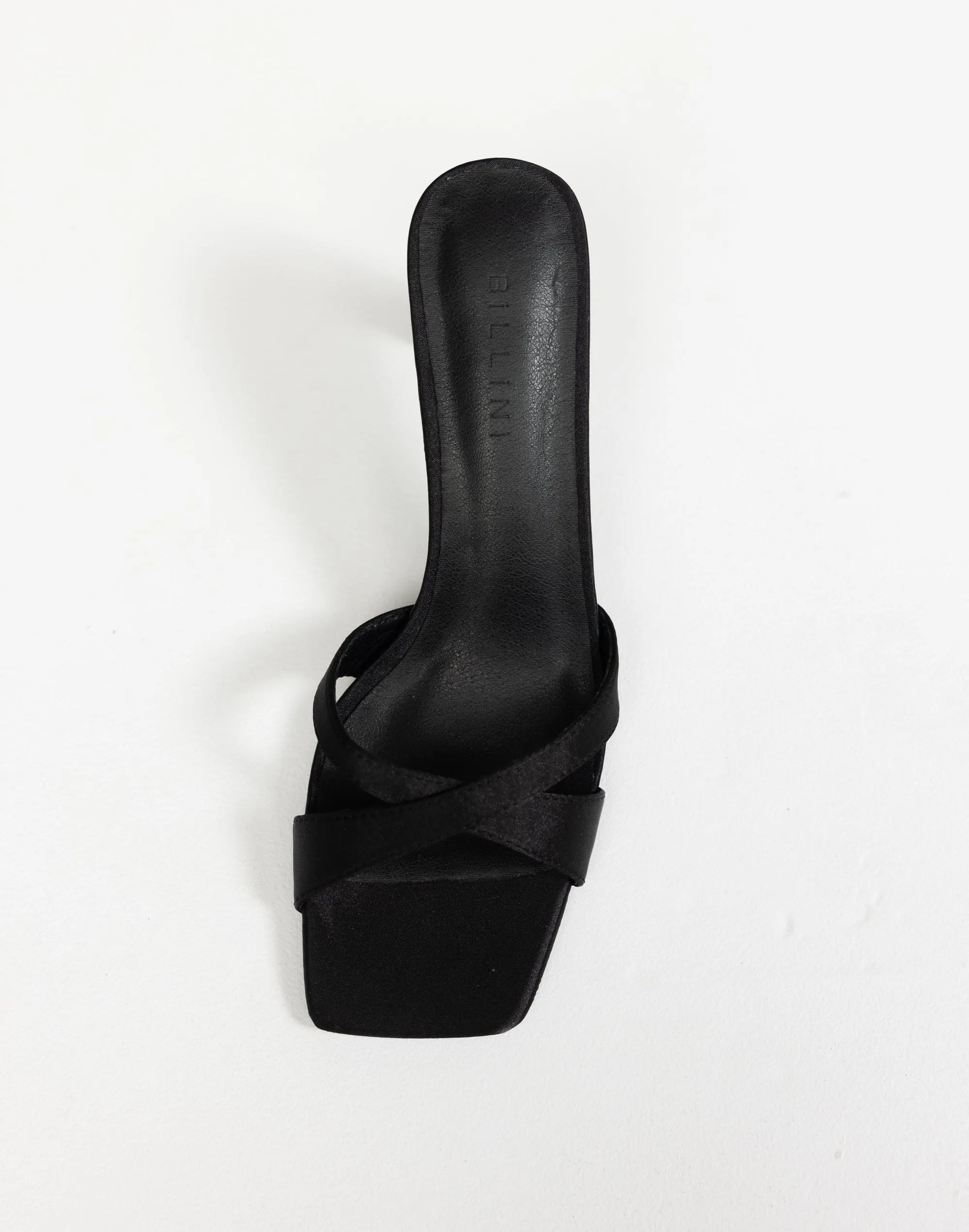 Kelsie Heels (Black Satin) - By Billini sold by Charcoal Clothing