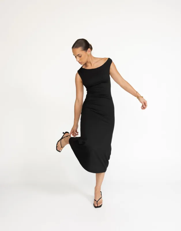 Lulu Midi Dress (Black) sold by Charcoal Clothing